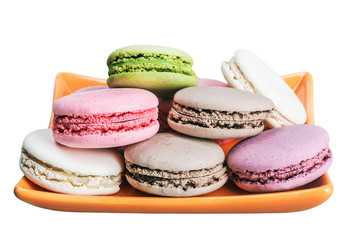 Colorful macaroons cake isolated