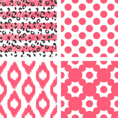 Ikat vector seamless pattern. Abstract geometric background for