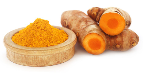 Turmeric over white background