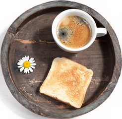 Kleines Frühstück mit Toast und Kaffee