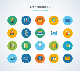 Back to school flat icons design.