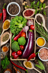 Organic vegetables and spices 