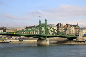 Szabadsag hid (Liberty Bridge or Freedom Bridge) in Budapest, Hungary