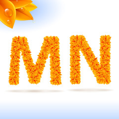 Sans serif font with fall leaf decoration