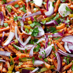 Cooking vegetables for snacks.