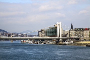 Fototapeta na wymiar Elisabeth Bridge across the River Danube in Budapest, Hungary