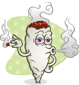 Marijuana Blowing Smoke Cartoon Character