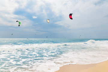 Kite surfing in waves
