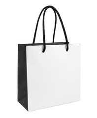 White and black paper shopping bag