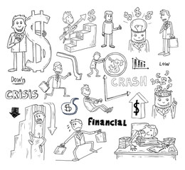 Obraz premium Money and Businessman icons set, hand drawn.