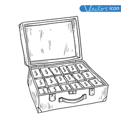 Case full of money, vector illustration.