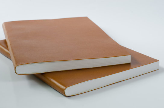 Leather Cover Notebook On White Background.