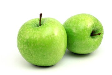 Two shiny green apple