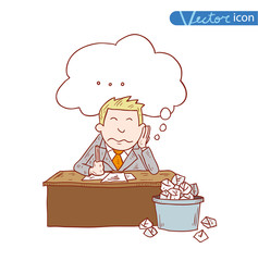 Stressful Businessman in office, vector illustration.