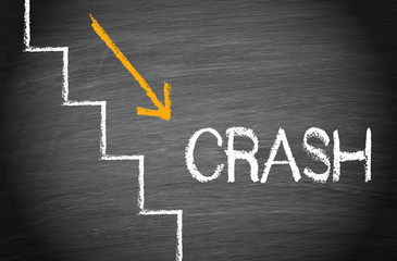 Crash chalkboard with stairs and arrow