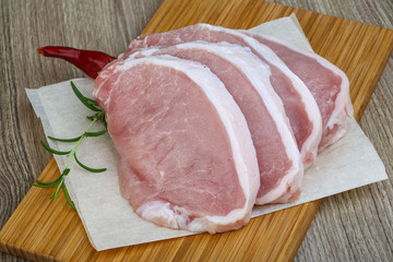 Raw pork steak