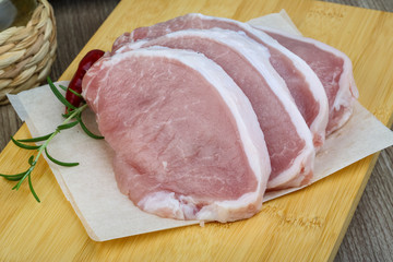 Raw pork steak