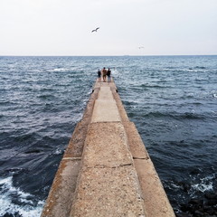 Tourists on the seaside