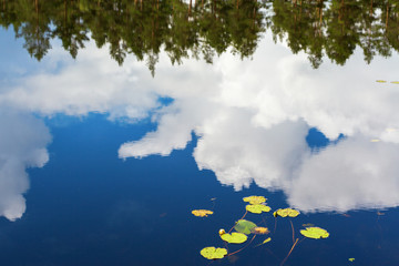Reflections of clouds in the water