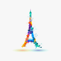 Fototapeta na wymiar Silhouette of Eiffel tower