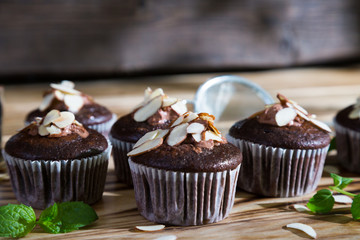 Chocolate cupcakes with almonds