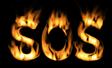 sos fire text. the fire alarm. symbol of fire