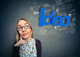 Thinking nerd with idea