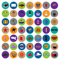 Summer Flat Icons Set: Vector Illustration, Graphic Design