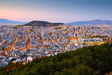 Rolgordijnen View of Athens from Lycabettus Hill, Greece. © milangonda
