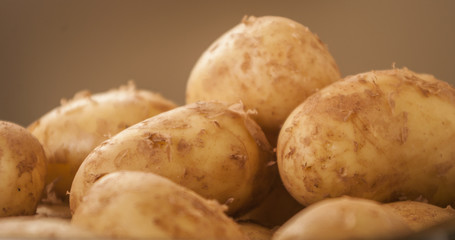 Fresh organic potatoes close up