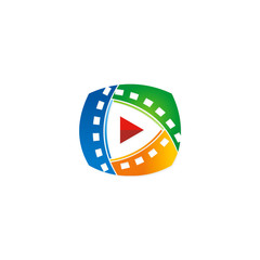 Fototapeta na wymiar play film media technology logo