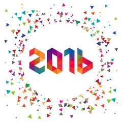 Happy new year 2016 Colorful triangular text Design