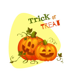 Halloween two pumpkin with sweet smiles