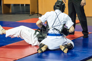 Naklejka premium The boys compete in the Kobudo