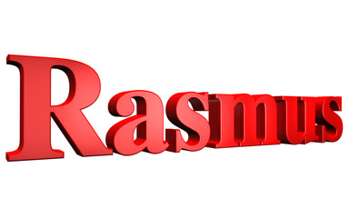 3D Rasmus text on white background
