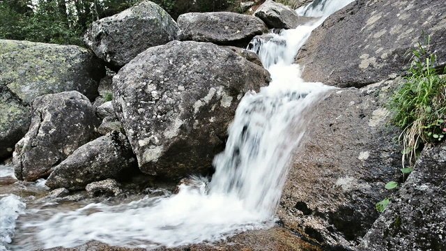Mountain waterfall at Ergaki nature park, Siberia, Russia