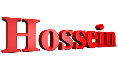 3D Hossein text on white background
