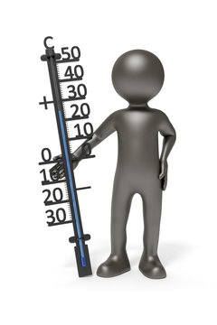 man with thermometer