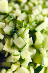 Finely diced cucumbers for the salad.