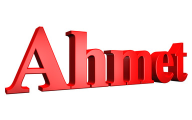 3D Ahmet text on white background