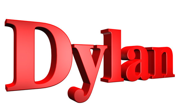 3D Dylan text on white background