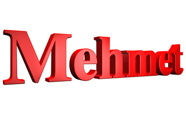 3D Mehmet text on white background