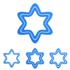 Blue line star logo design set