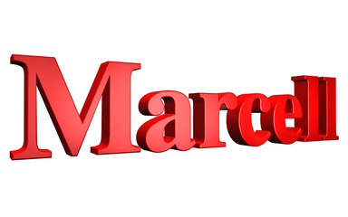 3D Marcell text on white background