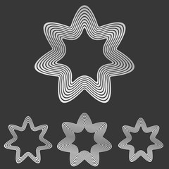 Silver line star logo design set