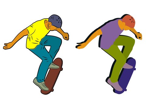 skateboarder jumping, vector illustration