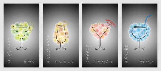 Set of design template for business cards with cocktails.