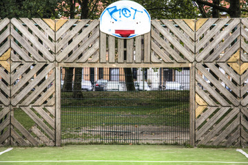 The goal of an urban soccer field in Antwerp, Belgium
