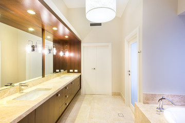 Beautiful bathroom with marble floor