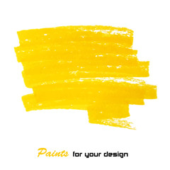 Bright yellow vector brush stroke hand painted